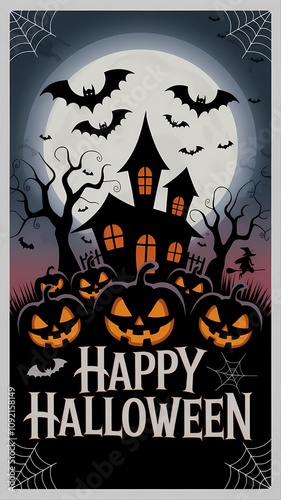 halloween background with pumpkin and bats