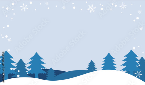 雪の積もった冬の森のイラスト背景素材