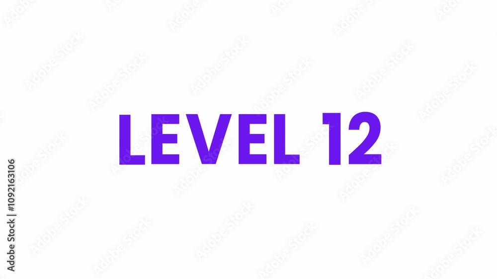Level 12 Text Animation. Alpha matte with transparent background 4K resolution. Level 12 Text Animation. Alpha matte with transparent background 4K resolution.