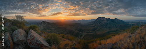 Mountain Nature Landscape with sunset. photo