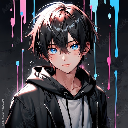 anime boy image with splash effect