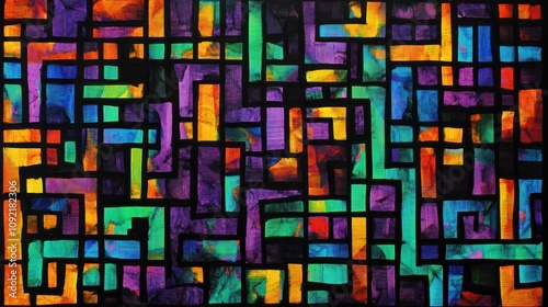 view of geometric patterns in neon colors interloc background