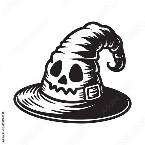 Line art of halloween spooky hat cartoon vector