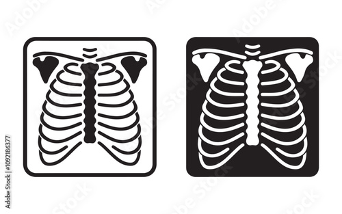 X-Ray outline and black filled icon set. Vector illustration.