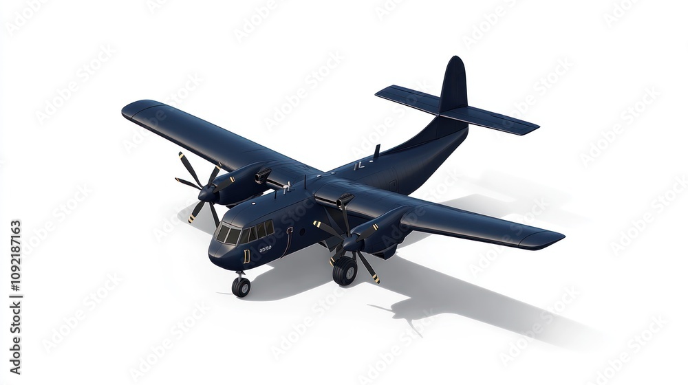 A sleek blue aircraft with propellers, designed for transport and aviation purposes. A sleek blue aircraft with propellers, designed for transport and aviation purposes.