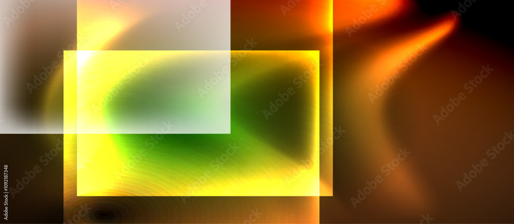 Fototapeta premium Glass squares with neon shiny light abstract background