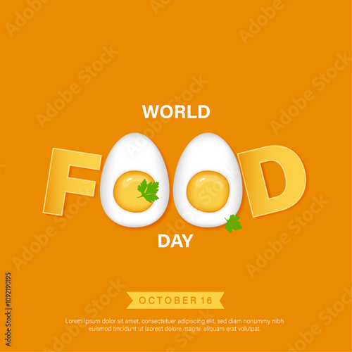 World food day template design with boiled eggs vector illustration, food day concept.