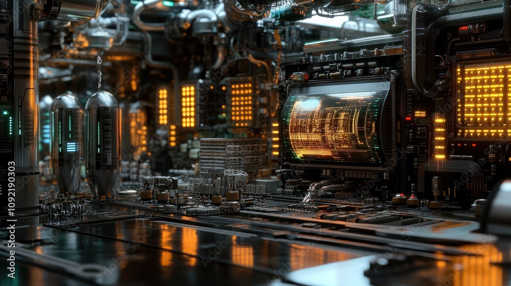 Fototapeta premium Quantum computer, electronic circuitry