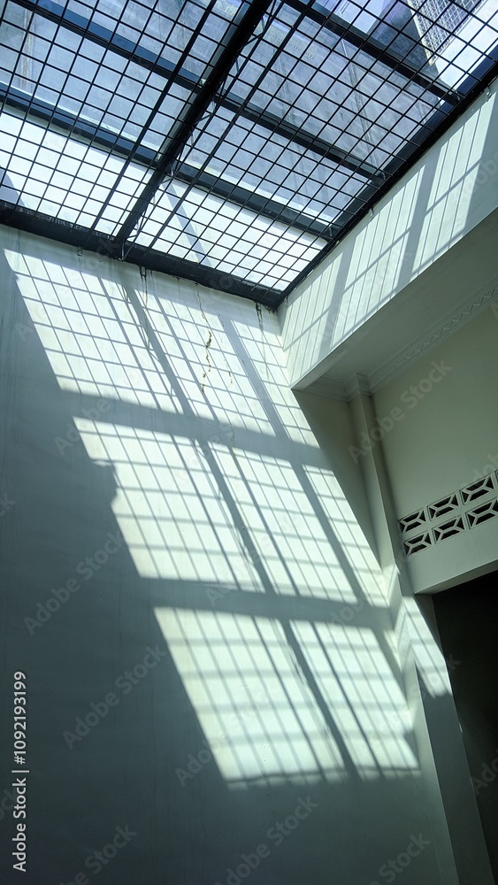 sunlight from behind the glass 