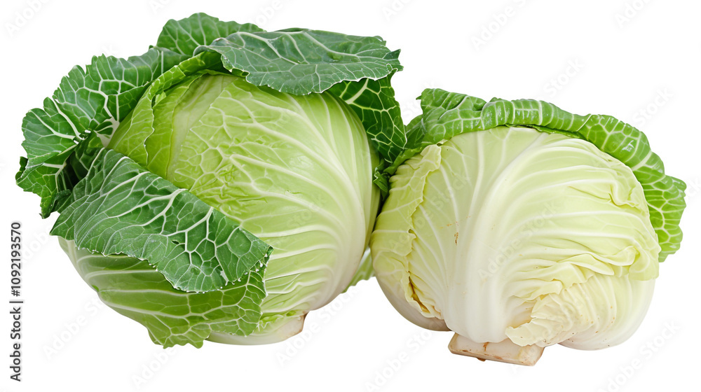 Fototapeta premium Fresh green cabbage isolated on white background