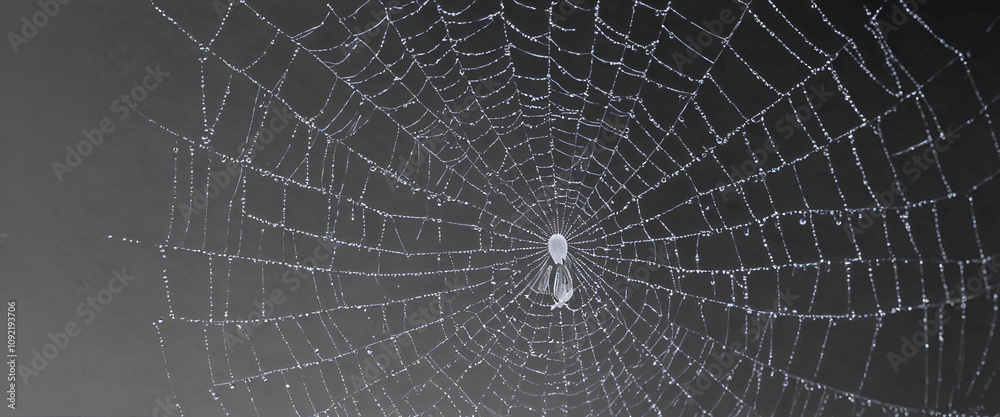 Obraz premium Spider web on black background