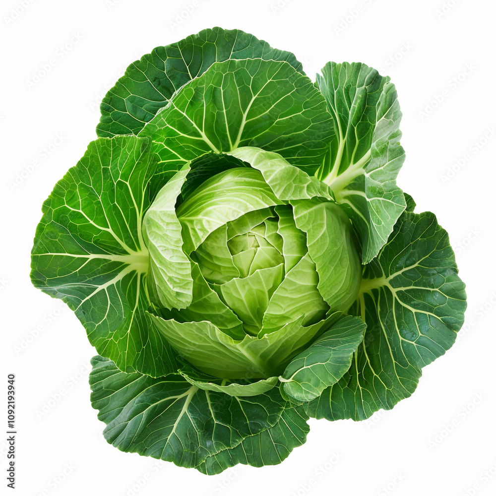 Fototapeta premium Fresh green cabbage isolated on white background