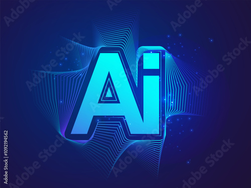 Artificial intelligence with letter AI in Abstract Technology Wave Moving Analysis vector design concept. AI technology for advance technology, robotic, web, new technology, ui, business, automation.