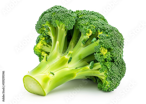 Fresh green broccoli isolated on white background photo