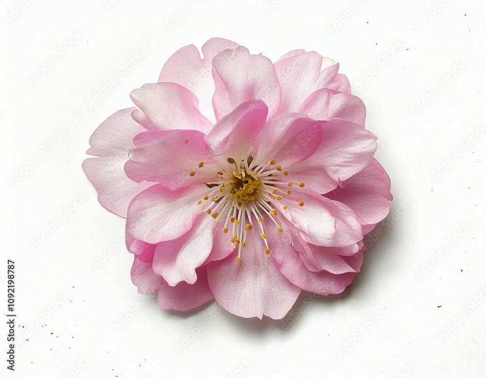 Fototapeta premium Delicate pink flower blossom with soft petals and intricate details.