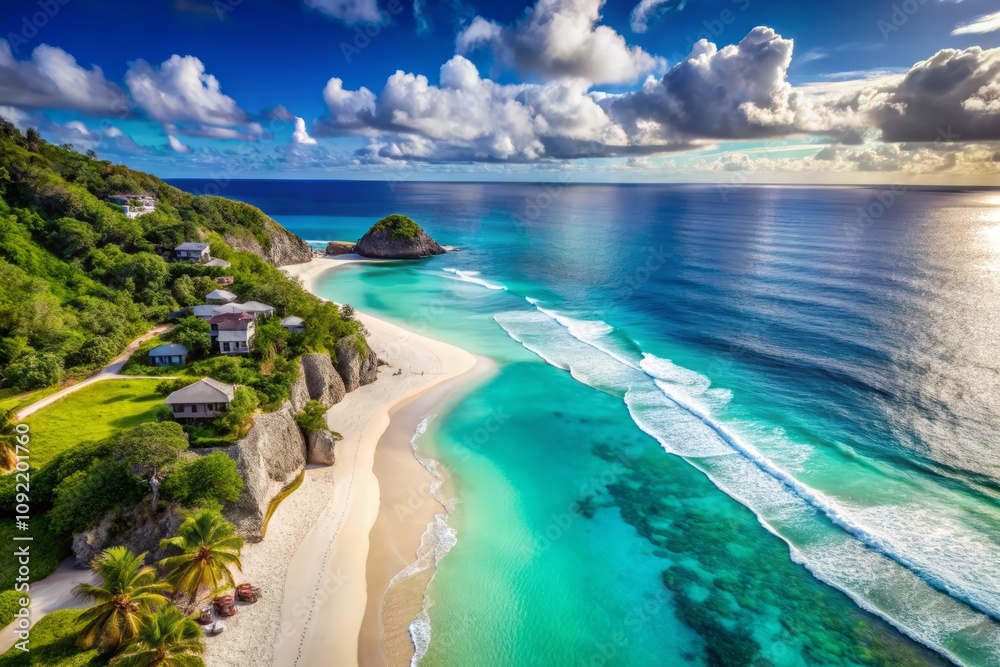 Aerial View of a Serene Sandy Beach with Azure Waters and a Dark Blue Sky, Perfect for Exotic Vacation Imagery and Soothing Relaxation Themes Aerial View of a Serene Sandy Beach with Azure Waters and a Dark Blue Sky, Perfect for Exotic Vacation Imagery and Soothing Relaxation Themes