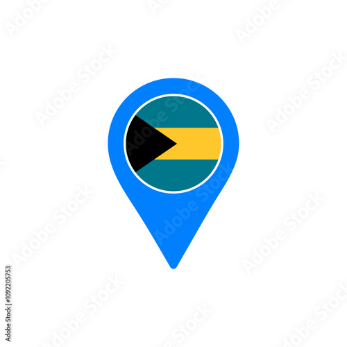 Free Download Bahamas location pin with national flag design - GFXLoad