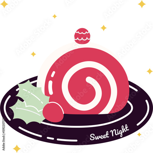 A Roll Cake with Christmas Theme