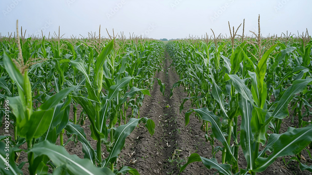 Fototapeta premium Organic Cornfield in Countryside Plantation