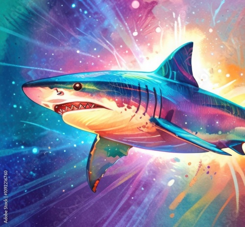 Wallpaper Mural an illustration of a sparkling shark Torontodigital.ca