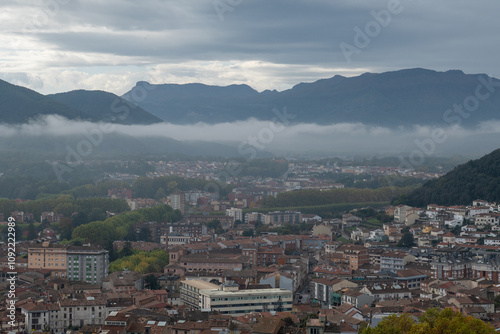 Cityscape of Olot in Catalunya in Spain