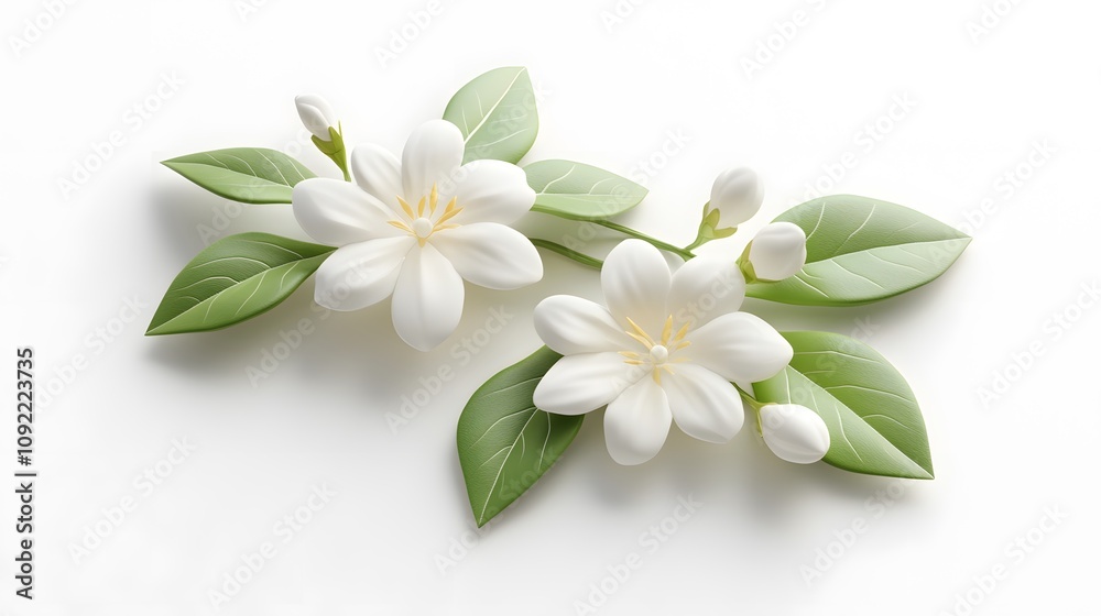3D Crape Jasmine icon on a white background 3D Crape Jasmine icon on a white background