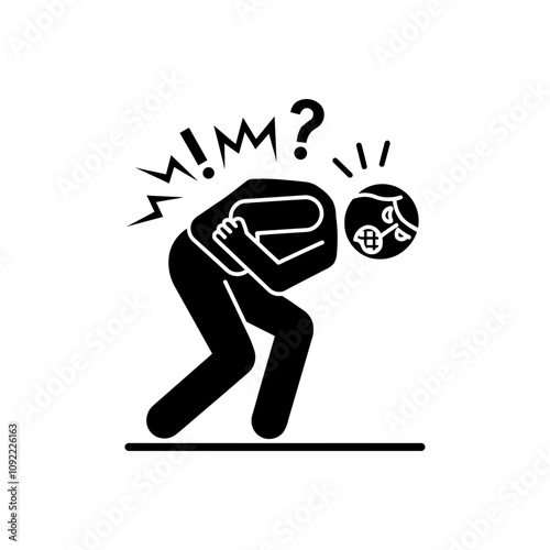 Hunched sick person icon