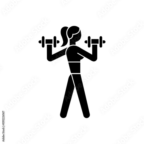 Woman lifting dumbbells icon