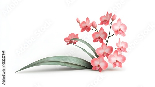 3D Foxtail Orchid icon on a white background photo