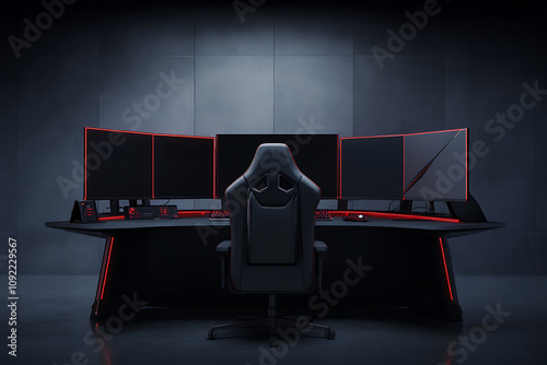 Ultimate Gaming Setup: Immersive PC Battlestation with Ergonomic Chair and RGB Lighting photo