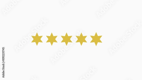 5stars rating video. 5stars feedback review animation from client.
gold 5 stars rating customer service reviews animation. customer satisfaction review, 5star, good review animation on white screen.  photo