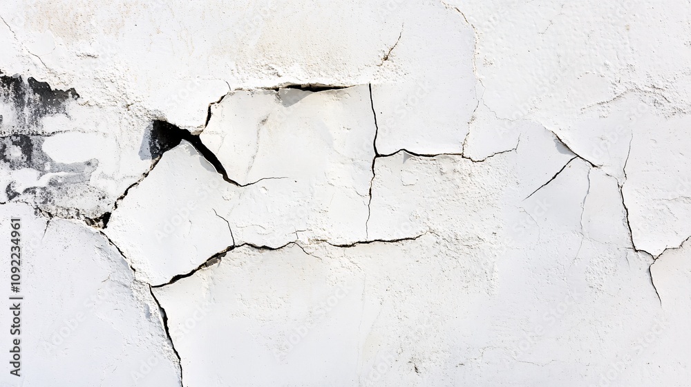 Obraz premium Old concrete wall textures, white-black-gray, cracks, abstract background, Urban palimpsest reveals layers of history etched in monochrome and decay, Macro photography uncovers miniature mountain