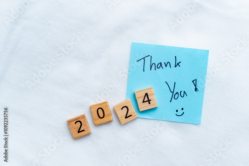 Thank you 2024 celebrating business achievements home office note minimalist inspirational gratitude perspective