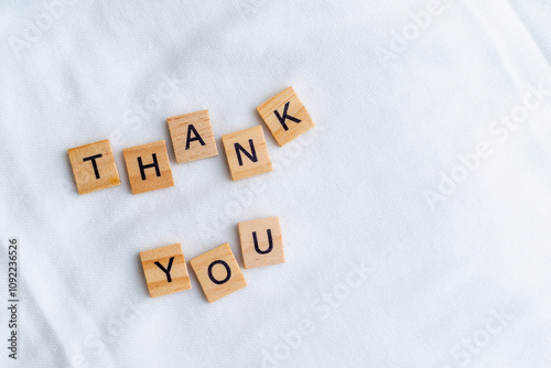 Thank you message in business context home office inspirational content simple environment top-down view gratitude concept photo