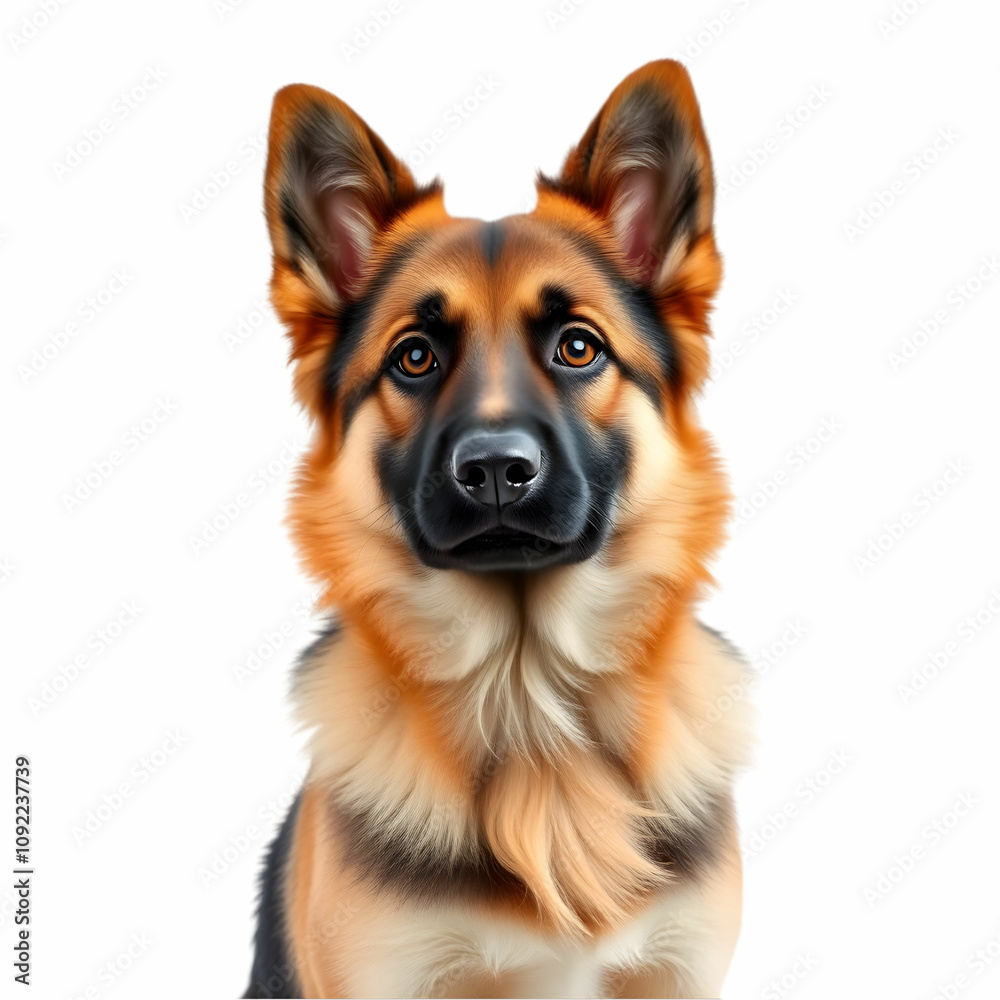 Fototapeta premium Cute Shepherd dog posing isolated over white background