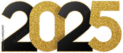 Glitter Gold Black 2025 New Year