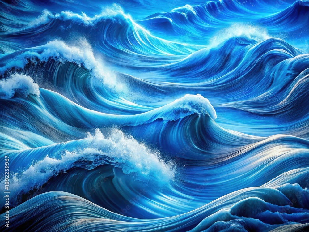 Obraz premium Abstract Waves in Blue Tones - Flowing Depth and Movement in Conceptual Photography