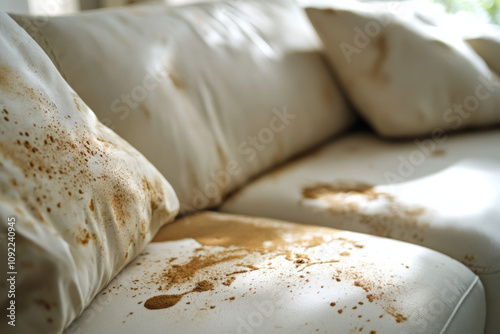 Cleaning tips for removing stains from a white couch at home