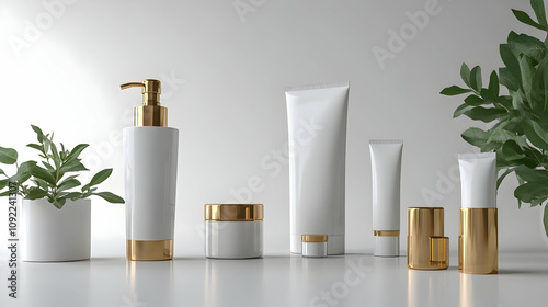 Wallpaper Mural Elegant White and Gold Cosmetic Packaging 3D Render Torontodigital.ca