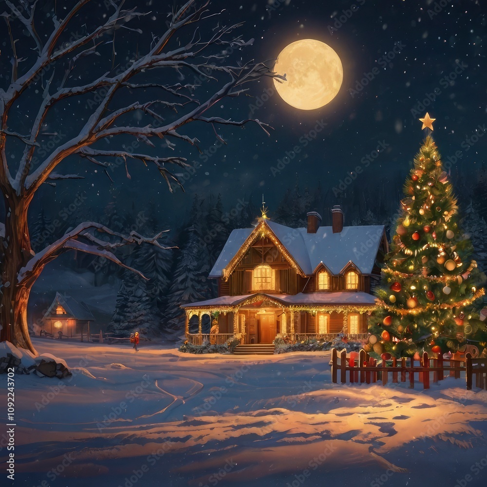 Christmas house in the night Christmas house in the night