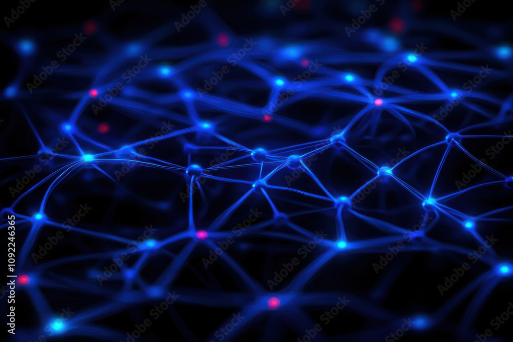 Glowing blue digital network with illuminated nodes and lines Glowing blue digital network with illuminated nodes and lines
