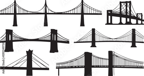 Black A silhouette of bridges