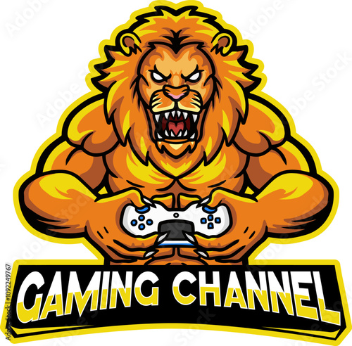 Lion gamer mascot logo 