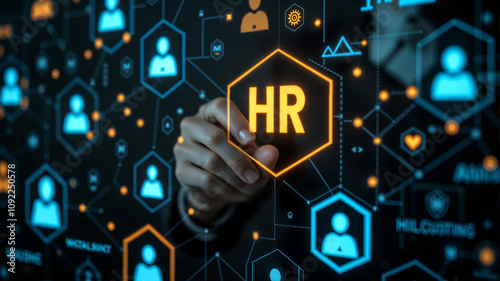 Human Resource Concepts: Human Resource Management and Talent Selection, ICONS representing employee selection, talent management, and human resources processes to identify suitable candidates