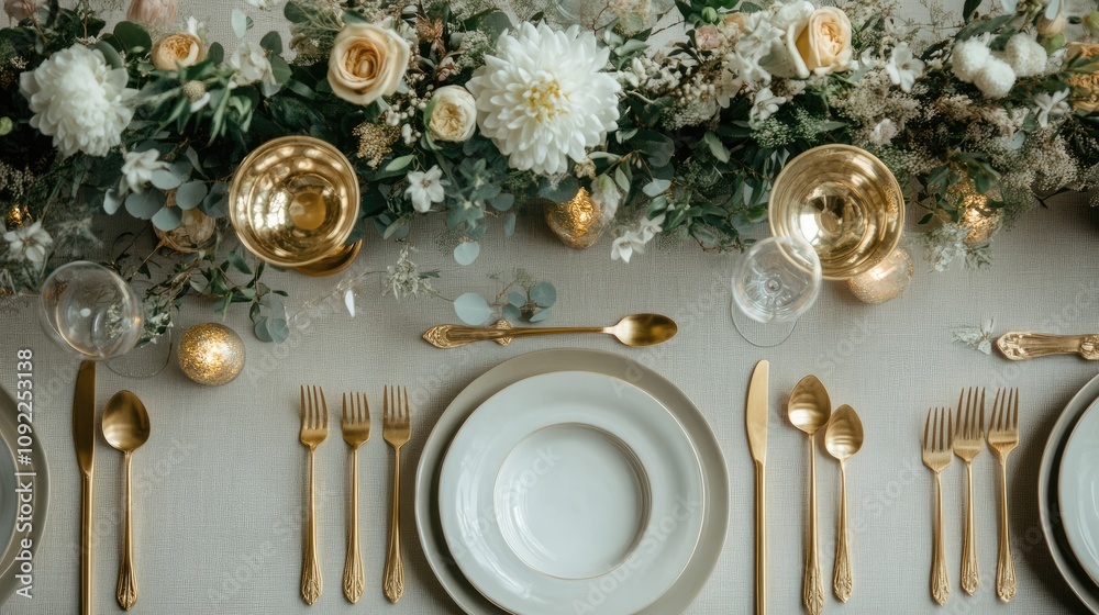 A set of gray gold flatware arranged elegantly on a dinner table A set of gray gold flatware arranged elegantly on a dinner table