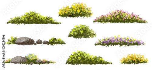 Vector of tree or blooming  side view isolated on white background ,watercolor tree elevation for landscape concept,environment scene,eco design,blossom garden for spring