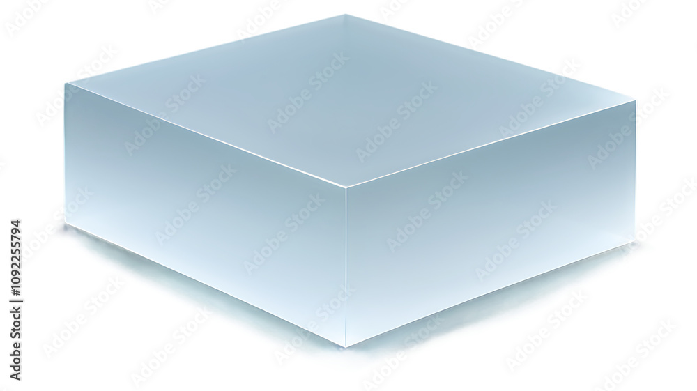 Naklejka premium Floating Glass Cube with Frosted Texture in PNG Style