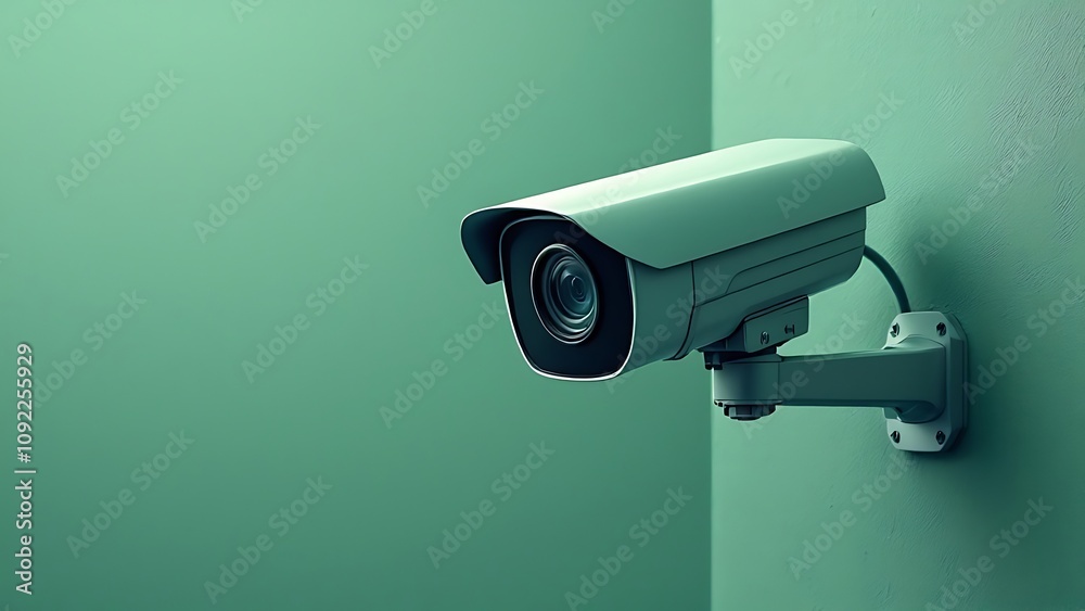 Close-up of a smart security camera mounted on a wall Close-up of a smart security camera mounted on a wall