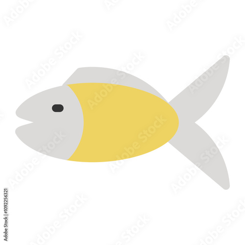 Fish Icon in Flat Style. Color Fill
