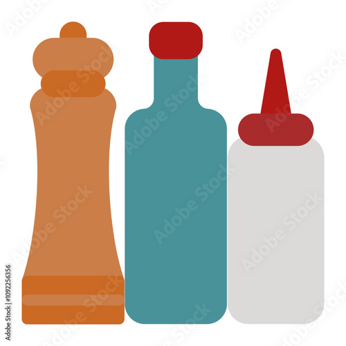 Condiment Icon in Flat Sgtyle. Color Fill